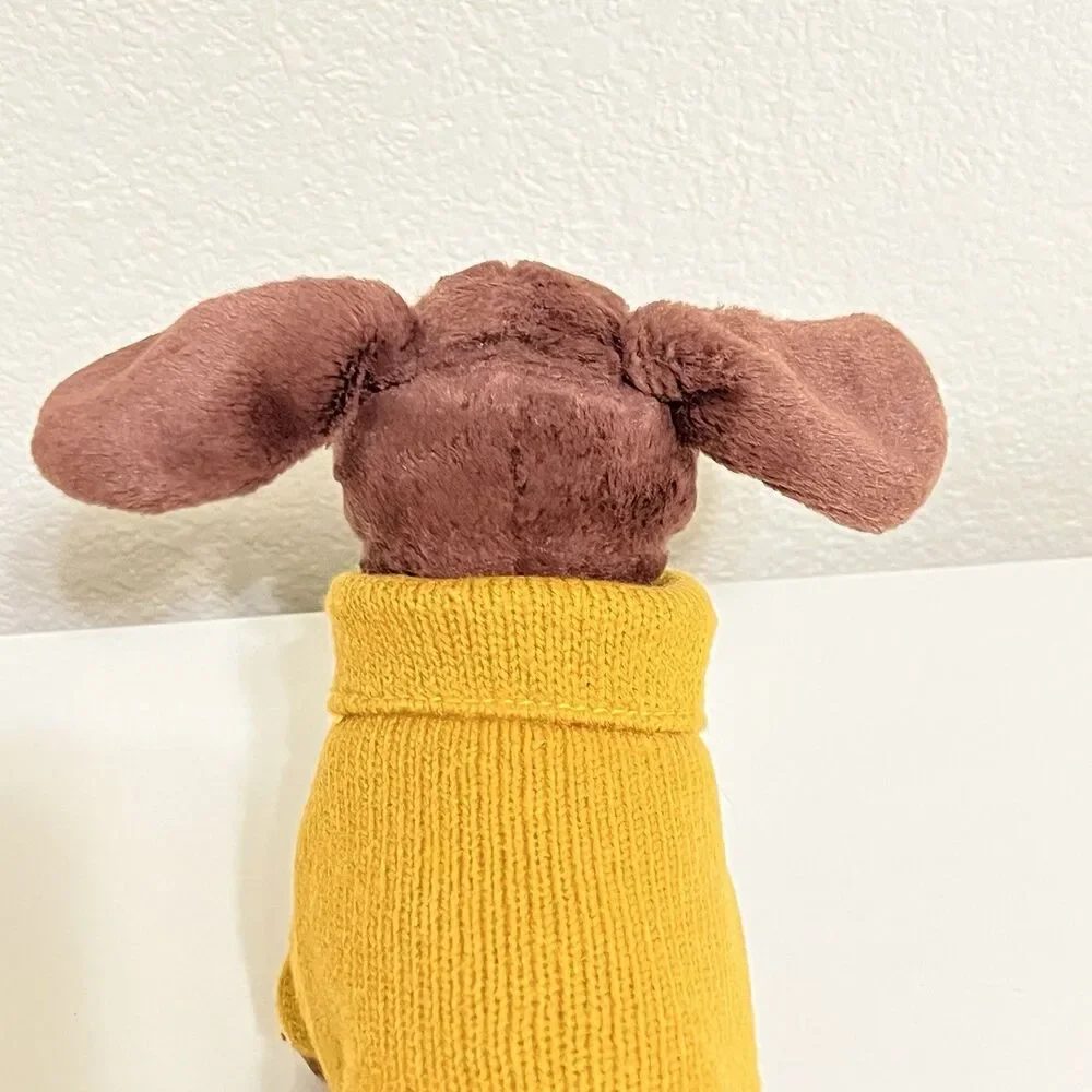 Jellycat Dachshund Yellow Sweater Sausage Dog Plush Stuffed Animal NO TUSH TAG